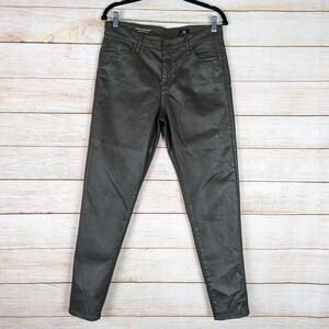 AG Adriano Goldschmied Size 31 Farrah High Rise Skinny Ankle Green Wax Coat Pant